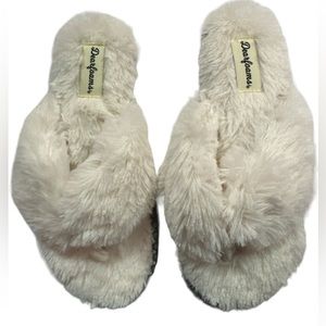Dearfoams Flip Flop Plush Furry Lined Memory Foam House Shoe Slipper Small 5-6